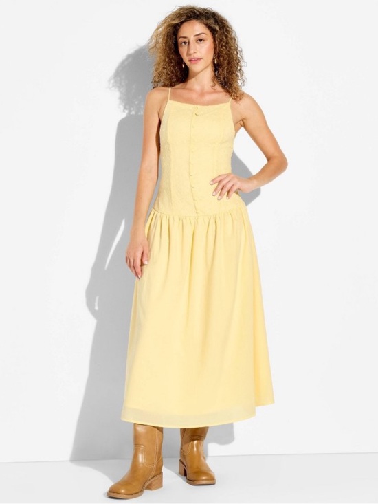 wild fable Dresses & Skirts - Women's High Neck Dropped Waist Midi A-Line
Dress - Wild Fable™ Yellow - M